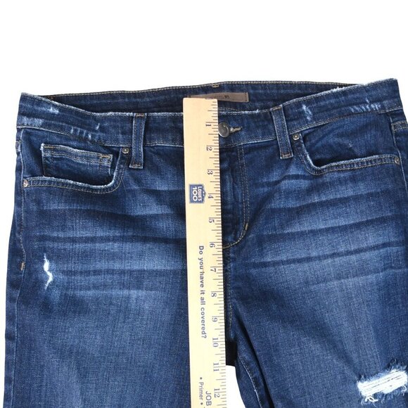 Joe's Jeans Women's Straight Crop Medium Blue Distressed Cuffed Jeans Sz. 31 - Picture 5 of 7